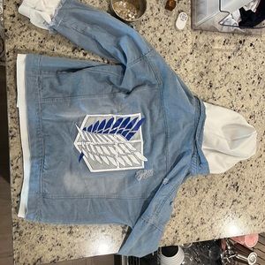 An Attack on Titan Denim Jacket with breast pockets